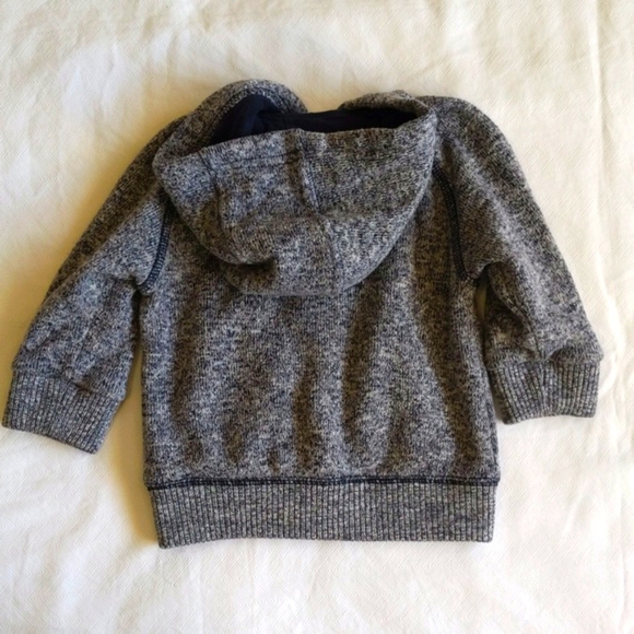 gymboree plush knit marled navy zip-up hoodie sweatshirt 6-12 months baby boy - Picture 6 of 6